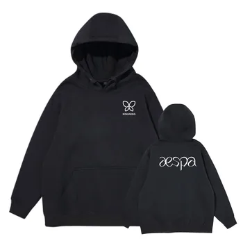 Kpop AESPA členských názov/logo tlač pulóver voľné hoodies unisex fleece/tenký fanúšikov podporné mikina