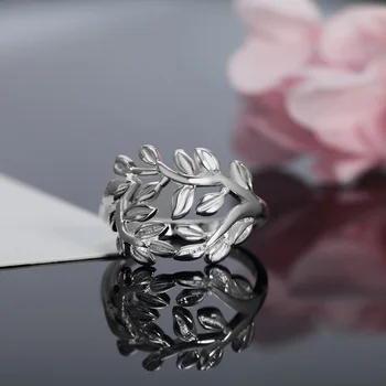 Krásne Retre kvet štýl STRIEBORNÝ prsteň Leaf hot roztomilý ušľachtilý pekná móda, Svadobné strieborná farba ženy Lady Krúžok šperky R757