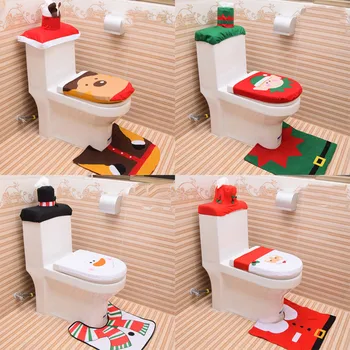 Kúpeľňa decor Nohy Pad Kryt Sedadla Spp Vianočné Ozdoby Wc dekorácie Santa Kryt Sedadla Wc Koberec Príslušenstvo 3PC