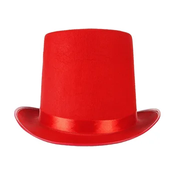 Kúzelník Vykonáva Vysoký Klobúk Polyster Halloween Cylinder Ploché Red Black Hat Jazzovej Scéne Výkony Muži Ženy Veľká Veľkosť
