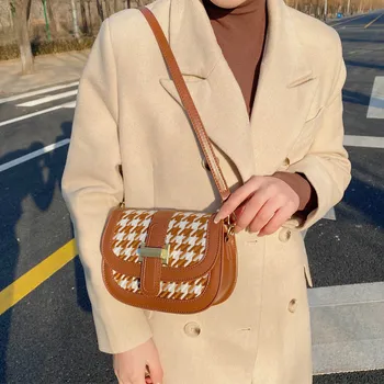 Lady Aktovka Ženy Tašky 2021 tašky cez Rameno, Zimné Vlnené Luxusné Značky Kabelka Sedlo Bag Classic Klapka Dizajn Ženy Crossbody Taška