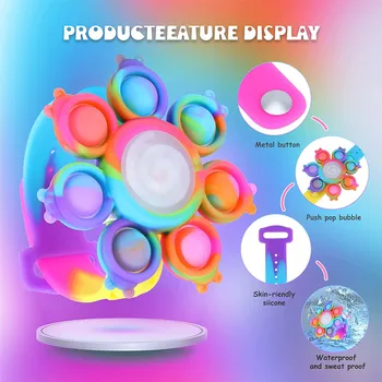 LED Rotačné Náramok Kvet Bublina Fidget Spinner Hračka Silikónové Rainbow Náramok Illuminous Darček Pre Deti, Dospelých, ako sa zbaviť Stresu