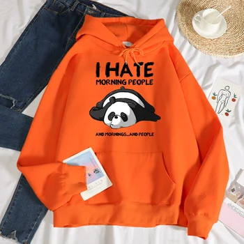 Lenivý Panda Neznášam Ranné Ľudí Tlačí Hoody Žena Bežné Nadrozmerná Mikina Jeseň Fleece Hoody Módne Mäkké Oblečenie pre Mužov