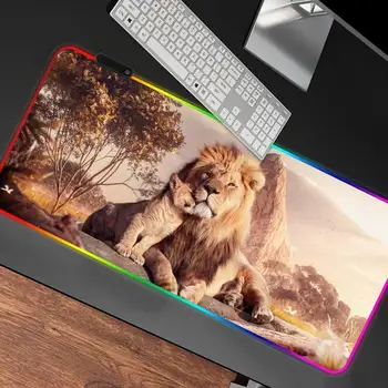 Lion King DIY Vlastné Veľké RGB Herné Podložka pod Myš Hráč Klávesnice Mousepad LED Svetlo, USB Káblové XXL Myši Myši 7 Oslniť Farby