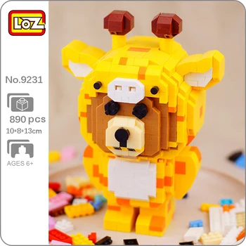 LOZ 9231 Živočíšneho Sveta Žirafa Medveď, Jeleň Pet Monster 3D Model DIY Mini Diamond Kvádre, Tehly, Budova Hračka pre Deti, žiadne Okno