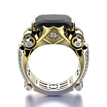 Luxusné pánske Krúžok Módny Strieborný Zlatý Prsteň Zásnubný Šampanské Black Zirkón Kameň Prst Prstene pre Ženy Strany Šperky Bague