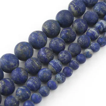 Matný Matný Prirodzený AAA Lapis Lazuli Kameň Korálky Kolo Voľné Korálky Pre Šperky, Takže DIY Náramok, Náhrdelník 6 8 10 mm 15 Palcov