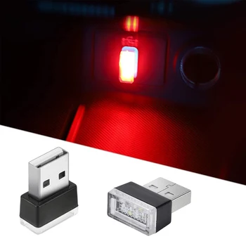 Mini USB LED Nočné Osvetlenie Interiéru Vozidla Atmosféru Lampa Auto Dekorácie Okolitého Osvetlenia LED Neon Žiarovky Auto Tovaru 5V Biela Červená