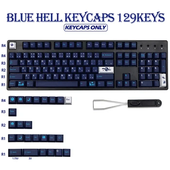 Modrá Pekla Keycaps 129 tlačidlá Vlastné Cherry Profil PBT Sublimačná GMK Keycap pre MX Mechanické Prepínanie Klávesnice