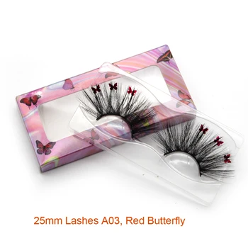 Motýlie Riasy Nový Dizajn 25 mm Full Strip Veľkoobchod Horúce Trendy Prírodné Čierne Mihalnice S Butterfly Lash Boxy Obaly