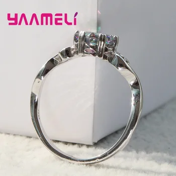 Módne Luxusné Kubický Zirkón Kamenný Kruh, 925 Sterling Silver Šperky Sľub Crystal Zásnubné Prstene Pre Ženy