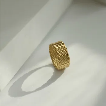 Nezvyčajné 18k Matný Zlaté Krúžky na Prst Retro Vrkoč Tkané Štruktúry Mužov Krúžok z Nehrdzavejúcej Ocele, Prstene pre Ženy Šperky 2021 Trend