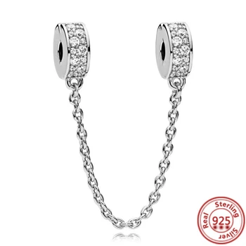 Nové 925 Silver Klasické Pierko, Hviezdy, Mesiac Bezpečnosti Reťazca DIY Perličiek Fit Pôvodné Pandora Kúzlo Náramok Prívesok Ženy Módne Šperky