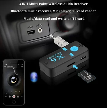 Nové Auto Handsfree Hovor Music Adaptér X6 Audio Prijímač Car Audio Adaptér Zásuvné Tf Karty, Prenosného Prehrávača Walkman