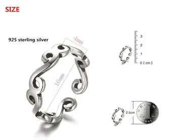 Nové Módne Unikátny Retro Dizajn 925 Sterling Silver Nastaviteľná Veľkosť Prstene pre Ženy Šperky Darček k Narodeninám Drop Shipping Lacné
