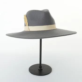 Nové Retro pierko dekoratívne vlna Veľký Okraj jazz klobúk fáze výkonu čierny top klobúky pre ženy, mužov, Fedora