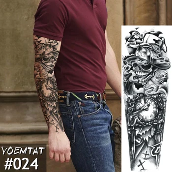 Nový 1 Kus Dočasné Tetovanie Nálepky mechanické Plný Kvet Tetovanie s Ramenom Body Art Veľké Veľké Falošné Tetovanie Nálepky