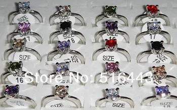 Nový Príchod 30pcs Mix Farieb AAA+ Kubický Zirkón Strieborné Prívesky S Angažovanosť Snubné Prstene pre Ženy Veľkoobchod Módne Šperky A854