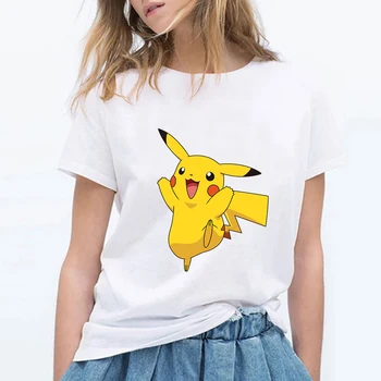 Pokémon Pikachu Tshirts Manga Kawaii Ženy Topy Lete Tlače O-krku, Krátke Rukávy Teens Ležérne Oblečenie Karikatúry Tee Tričko Femme
