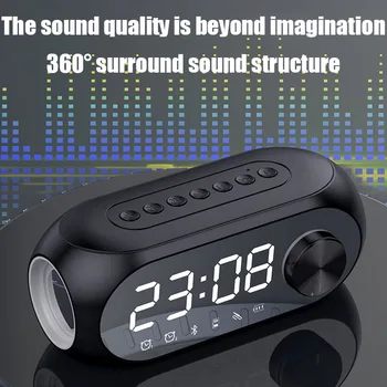 Prenosné Rádio FM Prijímač Bluetooth Reproduktorov pre Priestorový Zvuk Prehrávač Hudby LED Nočné Svetlo s Budík Podpora Handsfree