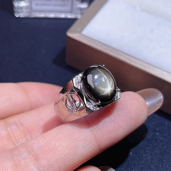 Prírodné hviezdne svetlo sapphire pánske prstene star line dobrý dizajn atmosféru 925 silver prst prsteň číslo môže byť prispôsobené