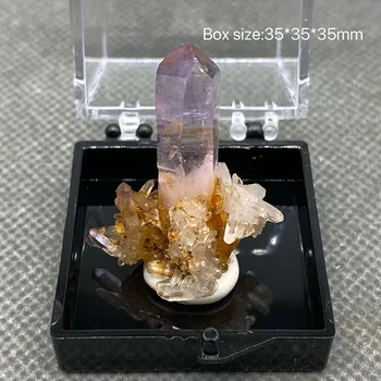 Prírodné Zriedkavé Mexiko Cruz Dvojité hlavu crystal ametyst minerálne vzor Kremeň Klastra box veľkosti 3,5 cm