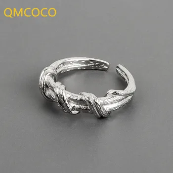 QMCOCO 925 Sterling Silver Jednoduchý, Moderný Cross Geometrické Krúžok Módny Ženy A Roztomilý Dievča Jemné Šperky Príslušenstvo