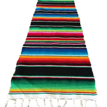 Rainbow Prúžok Stôl Runner Mexické Štýl Strapec Stolové Prestieranie Módne a Štýlové Svadobné Party Bavlna Obrus Vlajka 35x215cm
