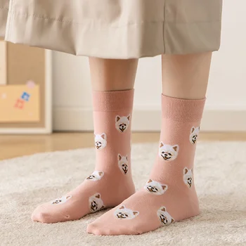 Roztomilý Kreslený Pes Strednej Trubice Ponožky Japonskej In Creative Žena Sokken Shiba Inu Dalmatínske Malzis Teddy Pomeranian Dropship