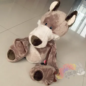 Roztomilý plyšový psík vlk hračka plnená hnedé školské tašky vlk bábika darček asi 35 cm