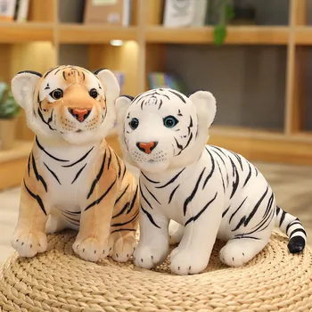 Roztomilý realisticky tiger načechraný vypchaté zvieratá biely tiger plyšové hračky 23-33 cm malej veľkosti reálneho života voľne žijúcich zvierat deti hračka darček pre chlapca