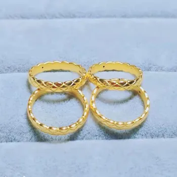 RUIYI Reálne 24K Gold Ring Jednoduché Kosoštvorec Dizajn Čistý AU999 pre Ženy, Jemné Šperky Svadobný Dar