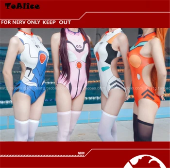 Sexy Anime Plavky Backless Plavky jednodielne Cosplay Kostýmy SUKUMIZU Asuka Ayanami Mari Plavky