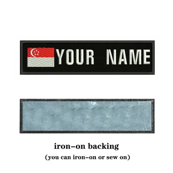 Singapur Vlajka 10X2.5cm Výšivky Vlastné Meno Text Našité Pruhy odznak Železa Alebo Na Suchý Podklad Škvrny Na Oblečení Batoh