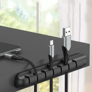 Stôl Káblová Organizátor Silikónový Kábel USB Winder Ploche Auto Riadenia Klipy pre Údajov Slúchadlá Slúchadlá Myši Drôt Organizátor