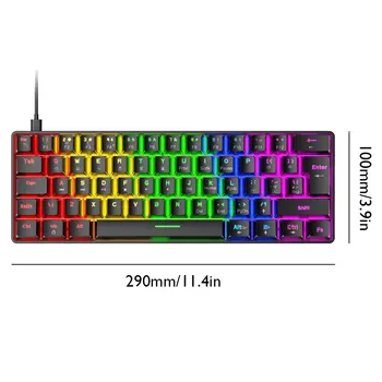 T60 Mechanical Gaming Keyboard Modrá Prepínač 62 Kľúče USB Typu C Drôtovú Klávesnicu s 18 RGB Osvetlenie Efekt pre Stolné PC Gamer