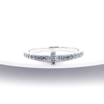 Tianyu Drahokamy Modrá Moissanite Krúžok Diamond Silver Cross Dizajn, Šperky, Jemné aj Elegantné Módne Minimálne Klasické Roztomilý Darčeky pre Ženy