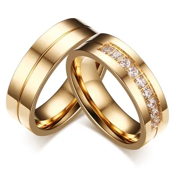 TOBILO 2021 Nové Zlatá Farba Nehrdzavejúcej Ocele CZ Kameň Svadobný Pár Prstene pre Ženy, Mužov Milenca Výročie Šperky, Darčeky