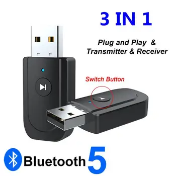 USB Bluetooth 5.0 Adaptér 3,5 mm AUX BT Audio Prijímač, Vysielač Pre Auto TV Reproduktorov 3 V 1 Bluetooth Adaptér Podporu Dropship