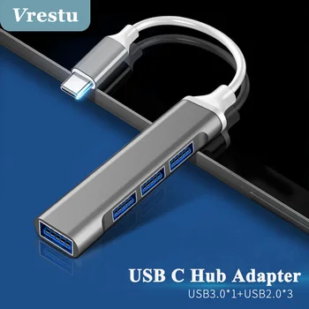 USB Typu C HUB 4 Port USB 3.0, Splitter, S Micro USB Napájací Viacero Port Vysokej Rýchlosti OTG Adaptér, Počítač, Notebook, Príslušenstvo