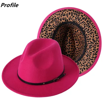 Veľkoobchod Fedora klobúk vnútorné leopard tlač nastaviteľné unisex klobúk Fedora plstený klobúk prirodzené farby jazz zimné klobúk top шапка женская