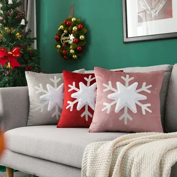 Vianočné Dekorácie Vankúš Velvet Snowflake Vyšívané Obliečka Na Vankúš Domov Gauč Všívaných Obliečka Na Vankúš Červené Ružové Námestie Vankúše