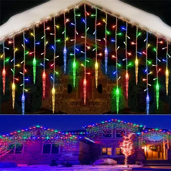 Vianočné Osvetlenie Cencúľ Nový Rok Dekor 2022 Ulici Garland na Dome Vlkovcový Led Záves String Svetlá Časti 0.4/0.5/0.6 M