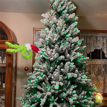 Vianočné Ozdoby 2021 Nový Rok Chlpaté Zelená Grinch Rameno Ornament Držiak pre Vianočný Stromček na Vianoce Domov Strán Predaj
