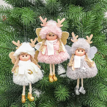 Vianočné Plyšové Angel Girl Chlapec Bábiky Vianočný Strom Ornament Natal Noel Deco Vianočné Dekorácie pre Domov Nový Rok 2022 Deti Darčeky