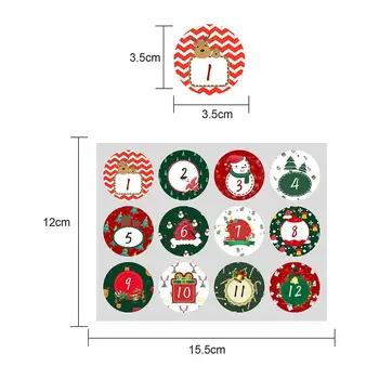 Vianočný Adventný Kalendár Časovač 24 -1 Nálepky, Etikety Cookie Candy Tesnenie Nálepky DIY Darčekové Balenie Štítky Vianoce Dekor Papier