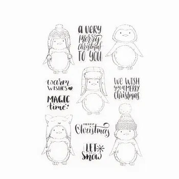 Vianočný Sneh Penguin Pečiatky Transparentné Tesnenie 11x15cm Silikónové Tesnenie TPR Halloween Navi Pečiatky DIY Scrapbooking Karty