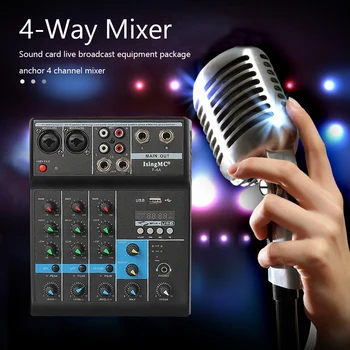 Video Mixer Vysielanie Na PC Nahrávať Audio Mixer Bezdrôtové 4-Kanál Bluetooth-Kompatibilné Mixing Console 48V Phantom Power Monitor