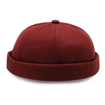 Vintage Dome Hat Pánske jednofarebné Bavlnené Čiapky pre Mužov Docker Námorník Kliešte Brimless Lebky Čiapky Bežné Hip Hop Elastické Spp