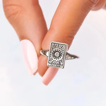 Vyrezávané Morská Víla Prstene Pre Ženy Cisárovnej Tarot Karty Krúžok Nastaviteľné Šťastie, Amulet Otvorená Manžeta Krúžok Vintage Šperky Anillos